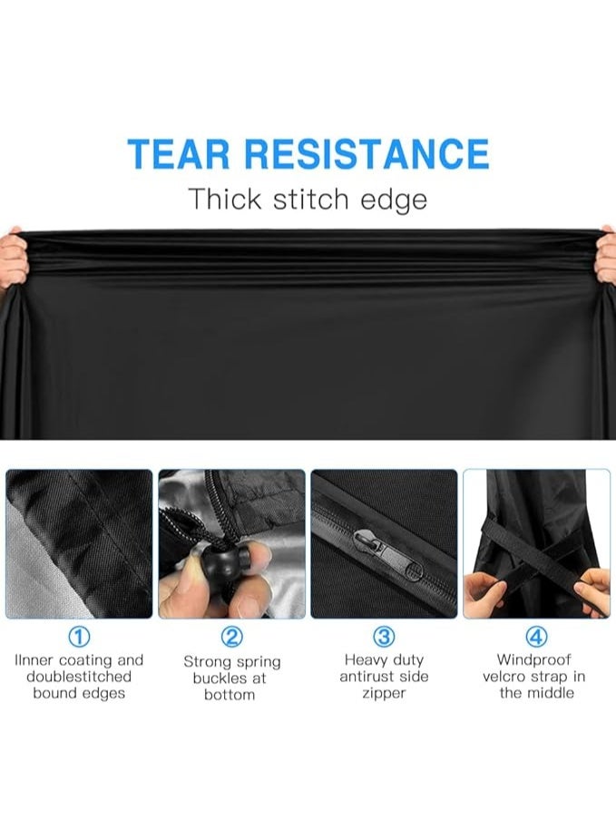 غطاء شمسية للحديقة من قماش اوكسفورد 210 دينيير بسوستة مقاومة للماء ورباط قابل للتعديل للمظلة الخارجية من 2 إلى 3 متر مقاوم للرياح والأشعة فوق البنفسجية، لون أسود (1.90 متر × 30 سم × 50 سم) - Image 3